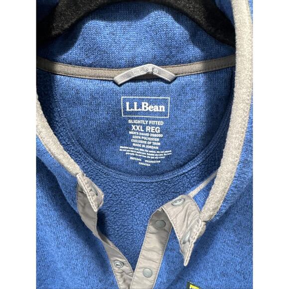 LL Bean Sweater Fleece Pullover Men 2XL Slightly Fitted 1/4 Snap Blue Excellent! - Picture 6 of 9